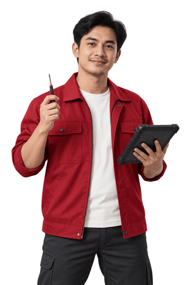 Ilustrasi teknisi Optimall Service Center