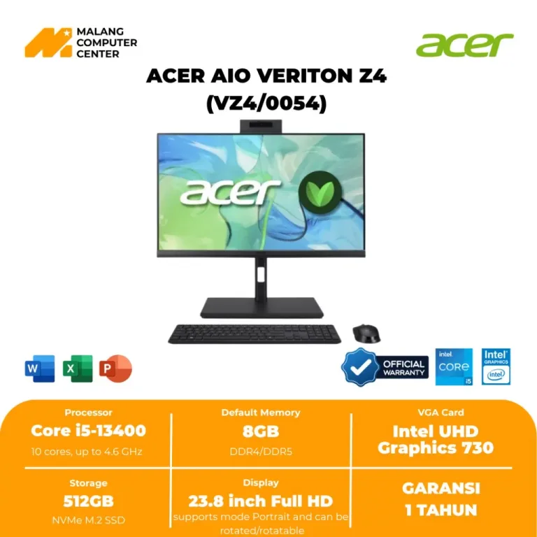 ACER AIO VERITON Z4 CORE I5-13400/8GB/512GB SSD/W11H/23.8INCH/3YR (VZ4/0054)