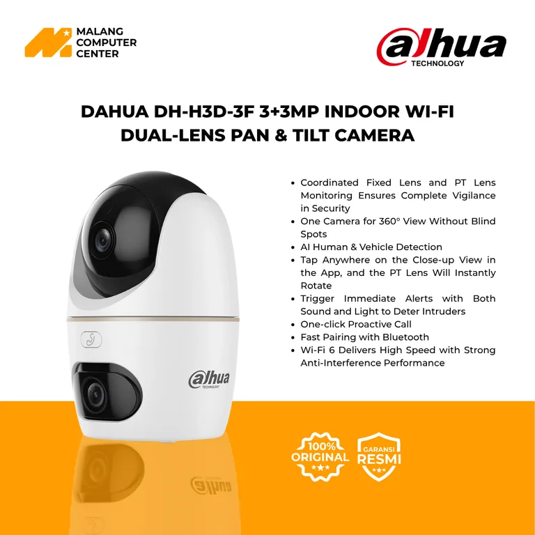 CCTV DAHUA DH-H3D-3F 3+3MP INDOOR WIFI DUAL LENS PAN & TILT CAMERA
