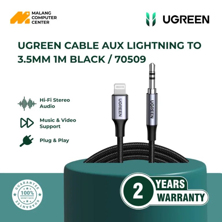 UGREEN CABLE AUX LIGHTNING TO 3.5MM 1M BLACK / 70509