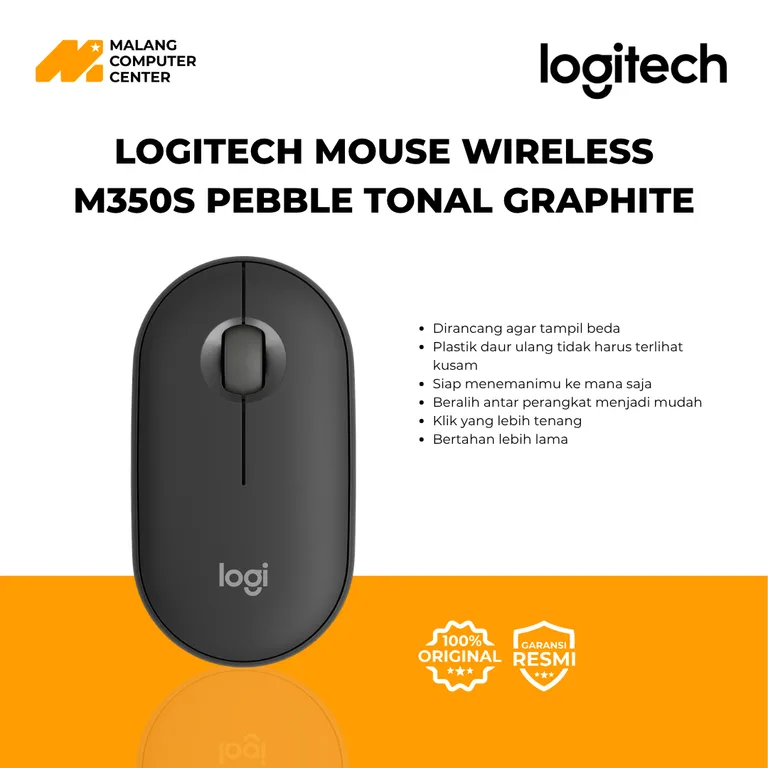 LOGITECH MOUSE WIRELESS M350S PEBBLE TONAL GRAPHITE (910-006988)