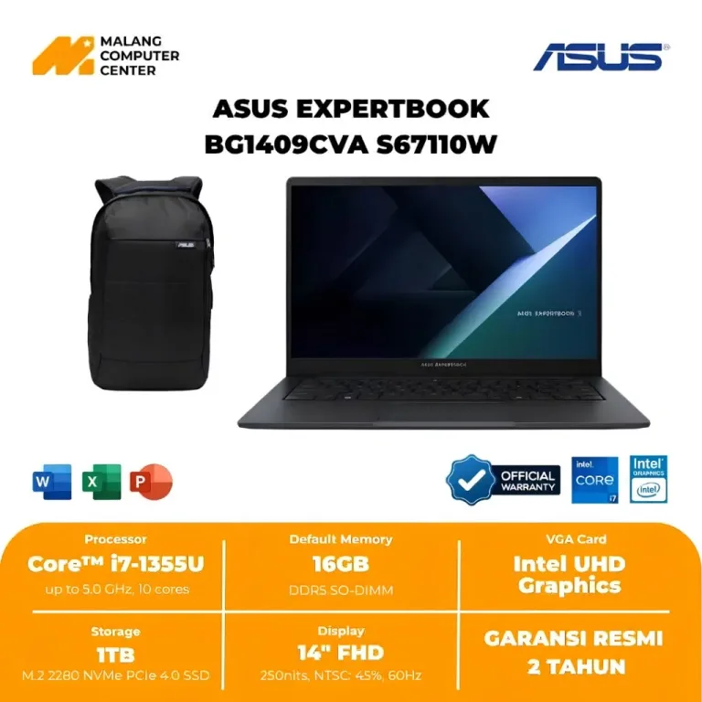 ASUS NB BG1409CVA-S67110W CORE I7-1355U/16GB DDR5/1TB SSD/14" FHD VIPS/WIN11 BLACK