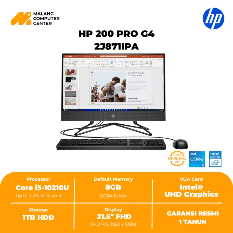 HP AIO 200 PRO G4-2J871PA I5-1021U/21.5"/8GB/HDD 1TB/KEY MOUSE/WIN10 PRO