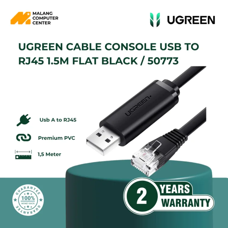 UGREEN CABLE CONSOLE USB TO RJ45 1.5M FLAT BLACK / 50773