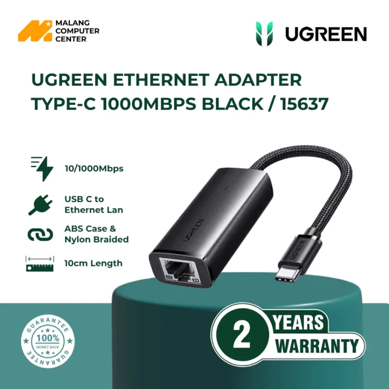 UGREEN ETHERNET ADAPTER TYPE-C 1000MBPS BLACK / 15637