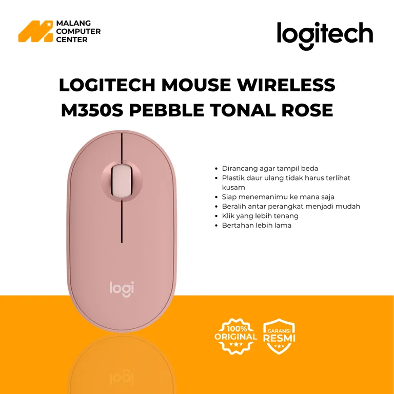 LOGITECH MOUSE WIRELESS M350S PEBBLE TONAL ROSE (910-006987)
