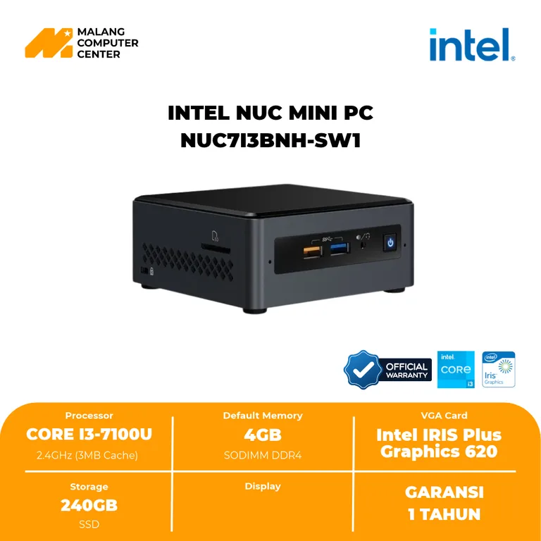 INTEL NUC MINI  PC NUC7I3BNH-SW1 CORE I3-7100U/4GB/240GB SSD/WIN10HOME