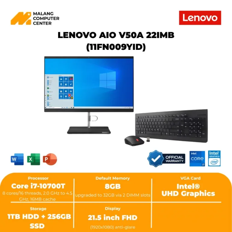 LENOVO AIO V50A 22IMB (11FN009YID) CORE i7 10700T/8GB/1TB HDD + 256GB SSD/21,5"/KEYBOARD MOUSE/WIN10