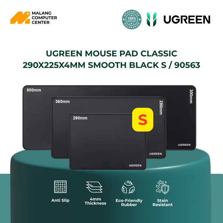UGREEN MOUSE PAD CLASSIC 290X225X4MM SMOOTH BLACK S / 90563