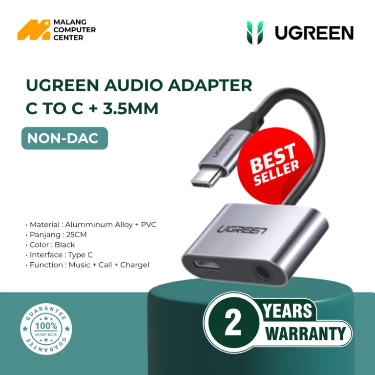 UGREEN AUDIO ADAPTER C TO C + 3.5MM NON DAC GRAY / 50596