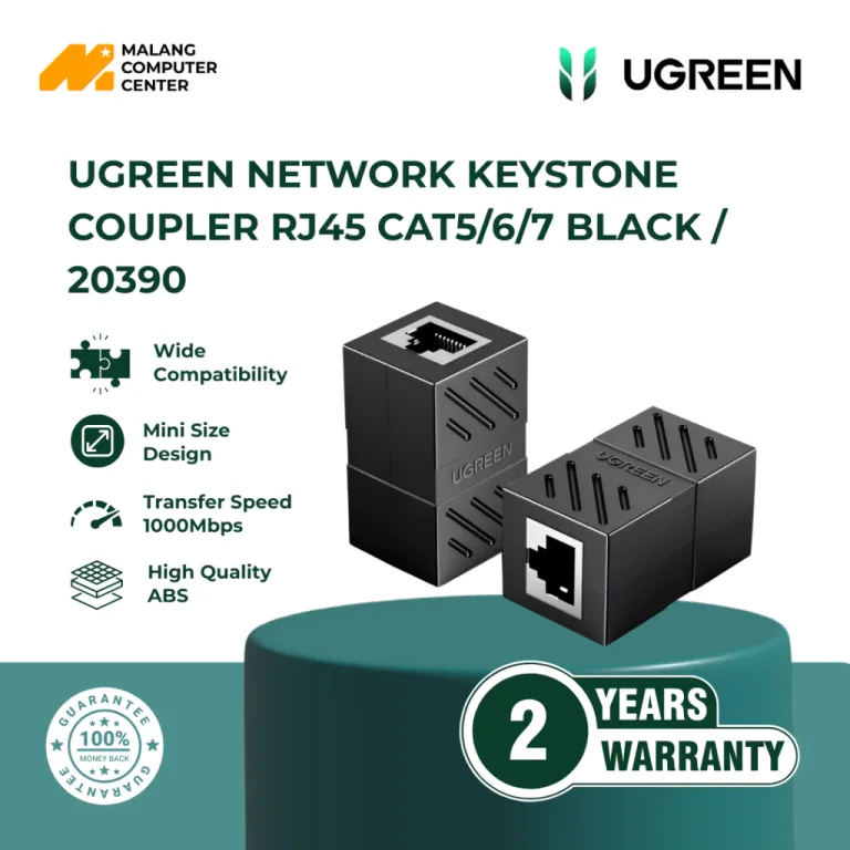 UGREEN NETWORK KEYSTONE COUPLER RJ45 CAT5/6/7 BLACK / 20390