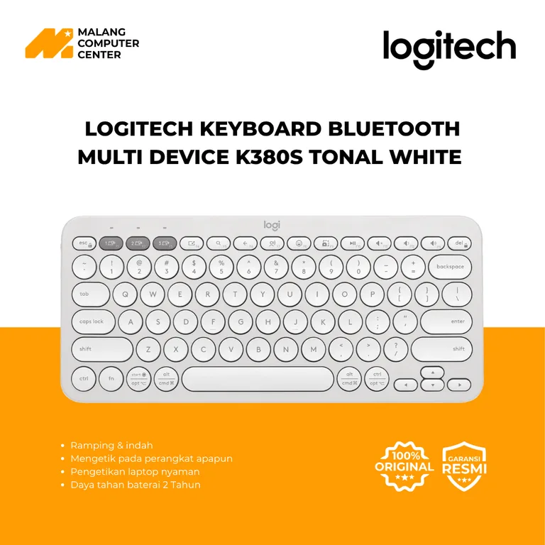 LOGITECH KEYBOARD BLUETOOTH MULTI DEVICE K380S TONAL WHITE (920-011754)