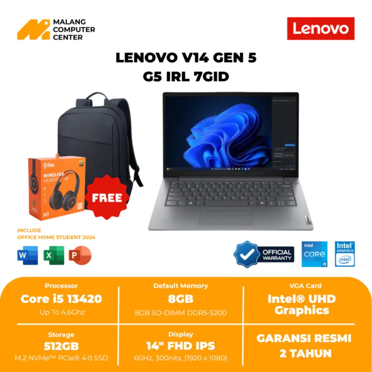 LENOVO NB V14-G5-IRL-7GID CORE I5-13420H/8GB/512GB SSD/14" FHD IPS/WIN11/OHS LUNA GREY