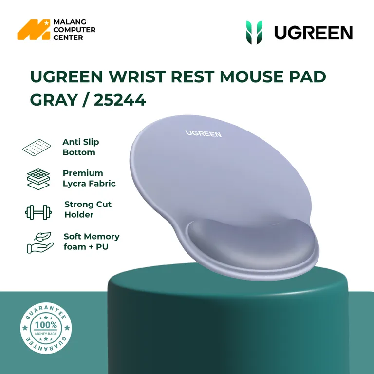 UGREEN WRIST REST MOUSE PAD GRAY / 25244