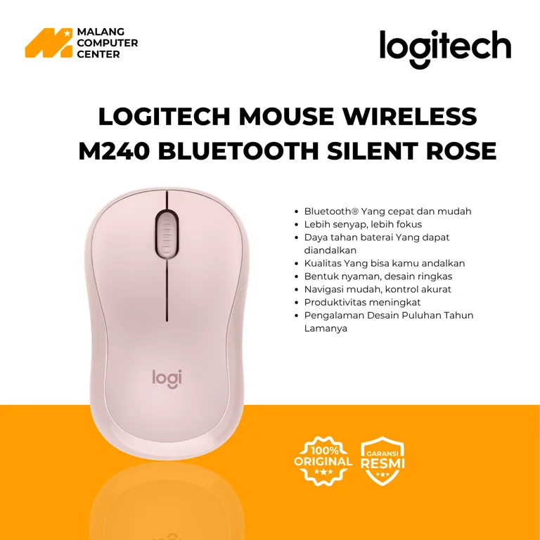 LOGITECH MOUSE WIRELESS M240 BLUETOOTH SILENT ROSE (910-007124)