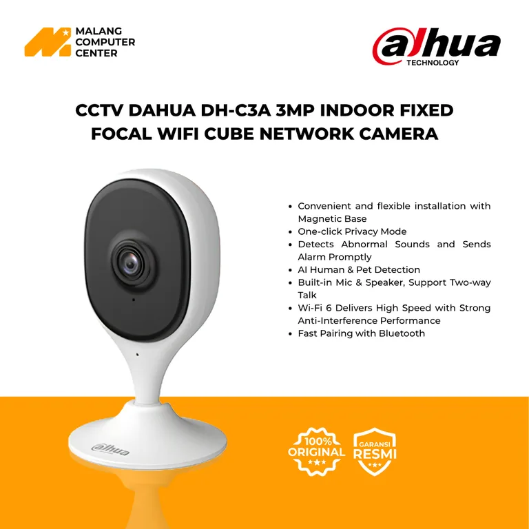 CCTV DAHUA DH-C3A 3MP INDOOR FIXED FOCAL WIFI CUBE NETWORK CAMERA