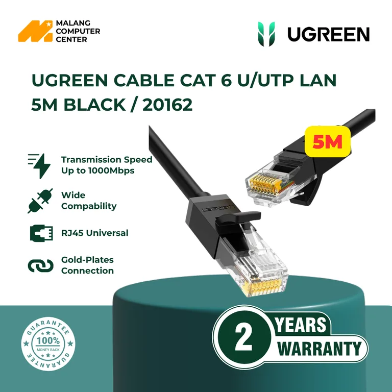 UGREEN CABLE CAT 6 U/UTP LAN 5M BLACK / 20162