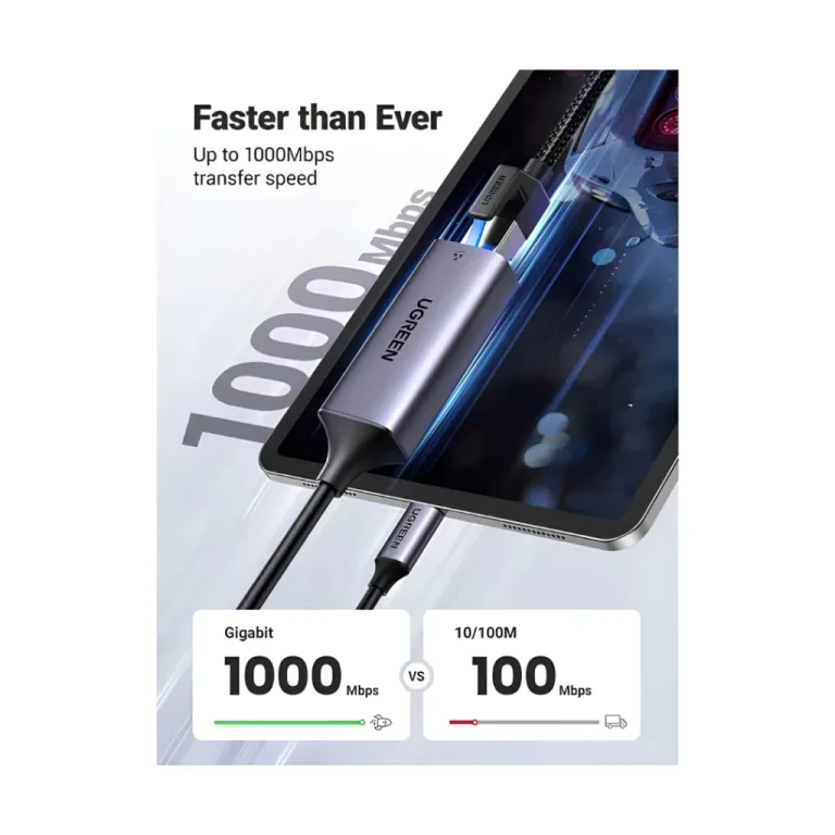 UGREEN ETHERNET ADAPTER TYPE-C 1000MBPS GRAY / 50737
