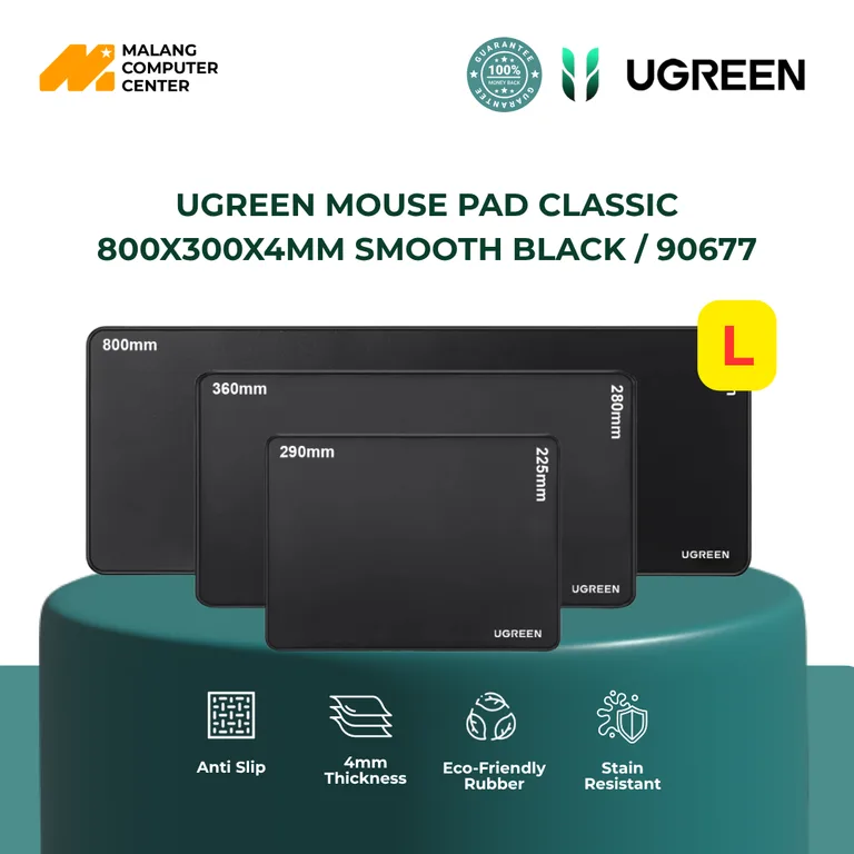 UGREEN MOUSE PAD CLASSIC 800X300X4MM SMOOTH BLACK L / 90677