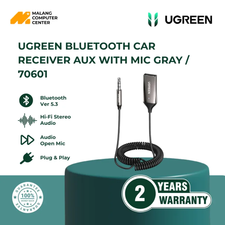 UGREEN BLUETOOTH CAR RECEIVER AUX WITH MIC GRAY / 70601