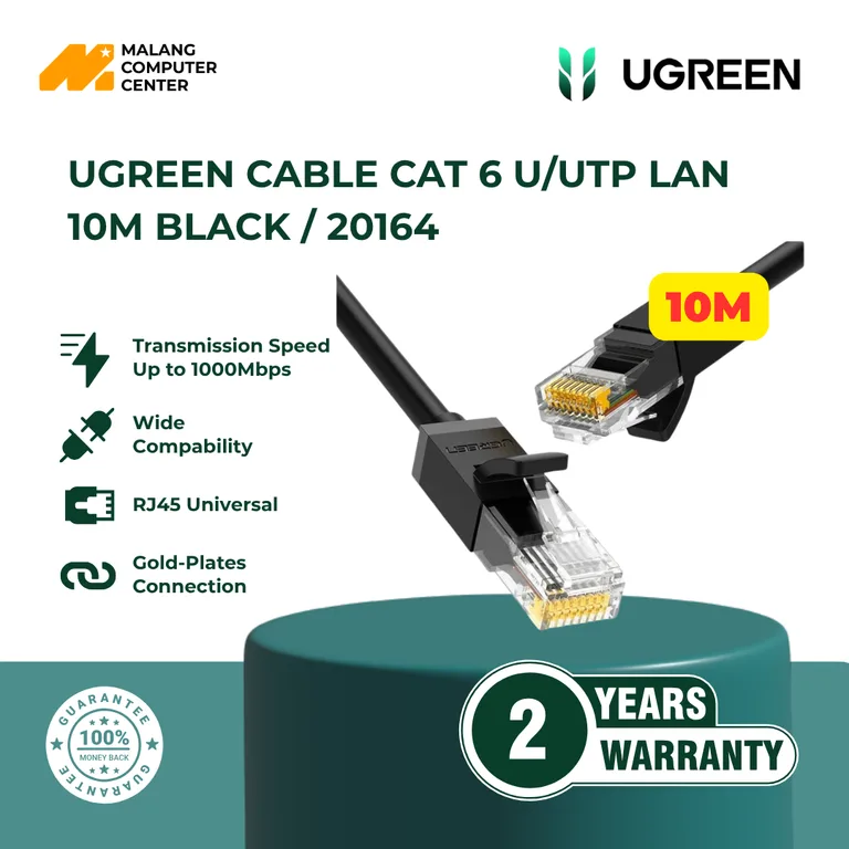UGREEN CABLE CAT 6 U/UTP LAN 10M BLACK / 20164