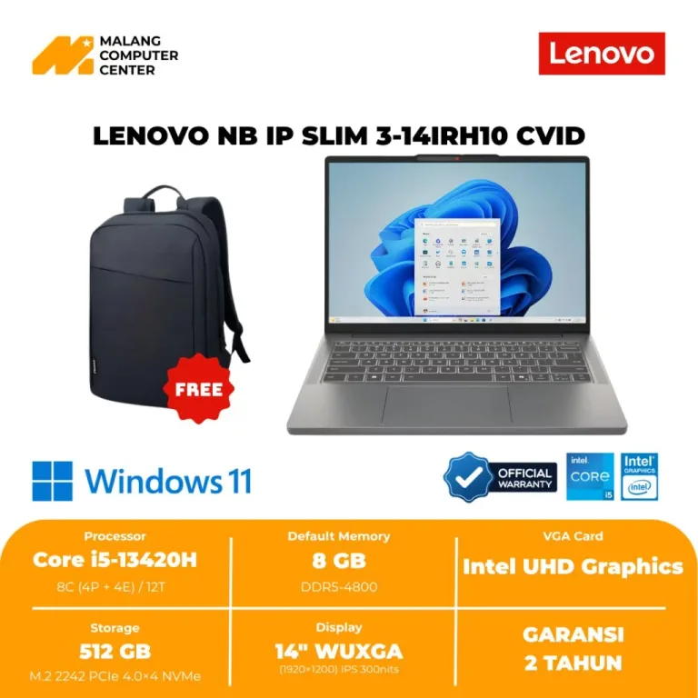 LENOVO NB IP SLIM 3-14IRH10 CVID CORE i5-13420H/8GB/512GB SSD/14"/WIN11  OHS24-  LUNA GREY