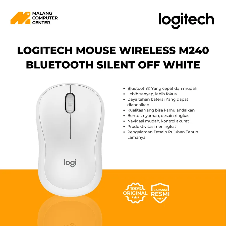 LOGITECH MOUSE WIRELESS M240 BLUETOOTH SILENT OFF WHITE (910-007123)