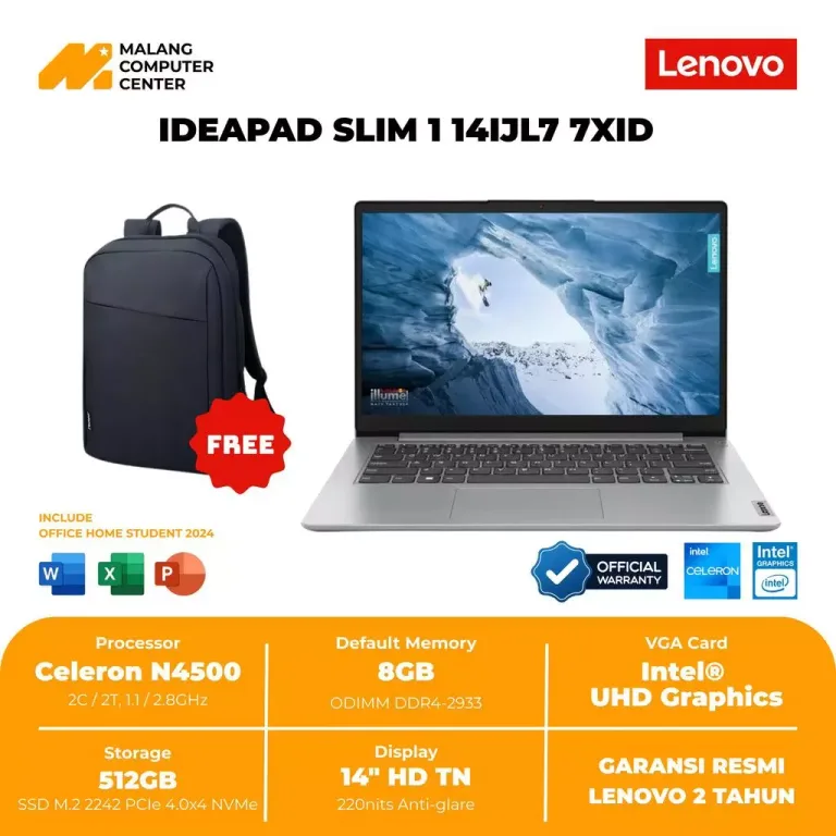 LENOVO NB IP1-14IJL7-7XID CELERON N4500/8GB/512GB SSD/14" FHD/WIN11/OHS GREY