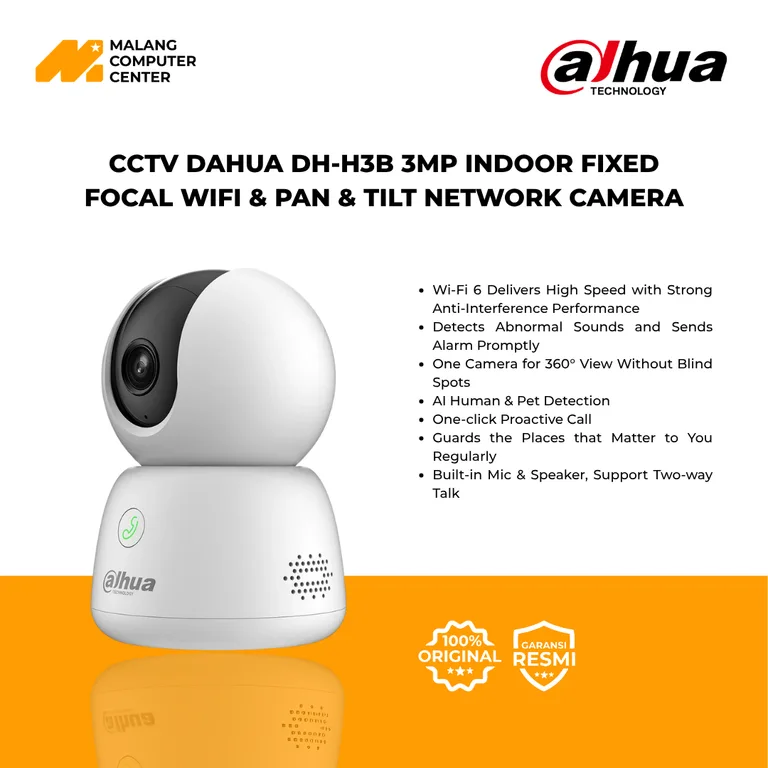 CCTV DAHUA DH-H3B 3MP INDOOR FIXED FOCAL WIFI & PAN & TILT NETWORK CAMERA