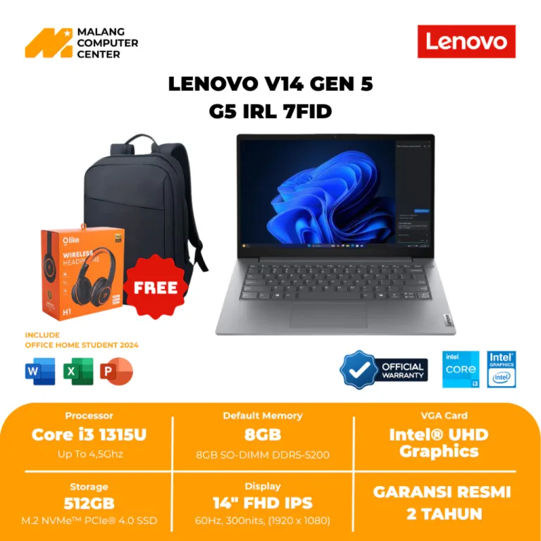 LENOVO NB V14-G5-IRL-7FID CORE I3-1315U/8GB/512GB SSD/14" FHD IPS/WIN11 OHS GREY