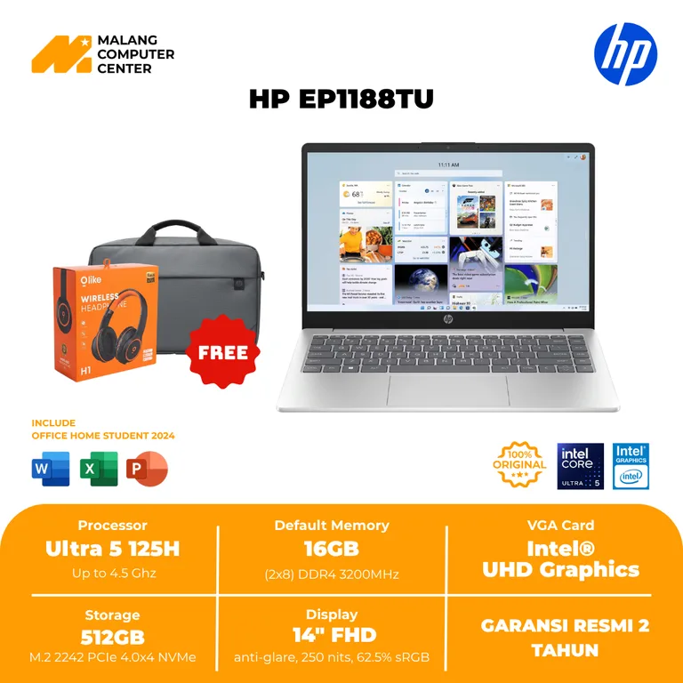 HP NB 14-EP1188TU SILVER U5-125/14" FHD/16GB/512GB SSD/WIN11 OHS24 - SILVER