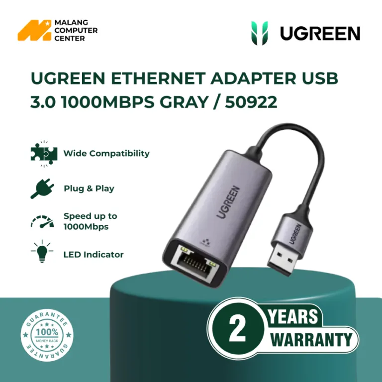 UGREEN ETHERNET ADAPTER USB 3.0 1000MBPS GRAY / 50922