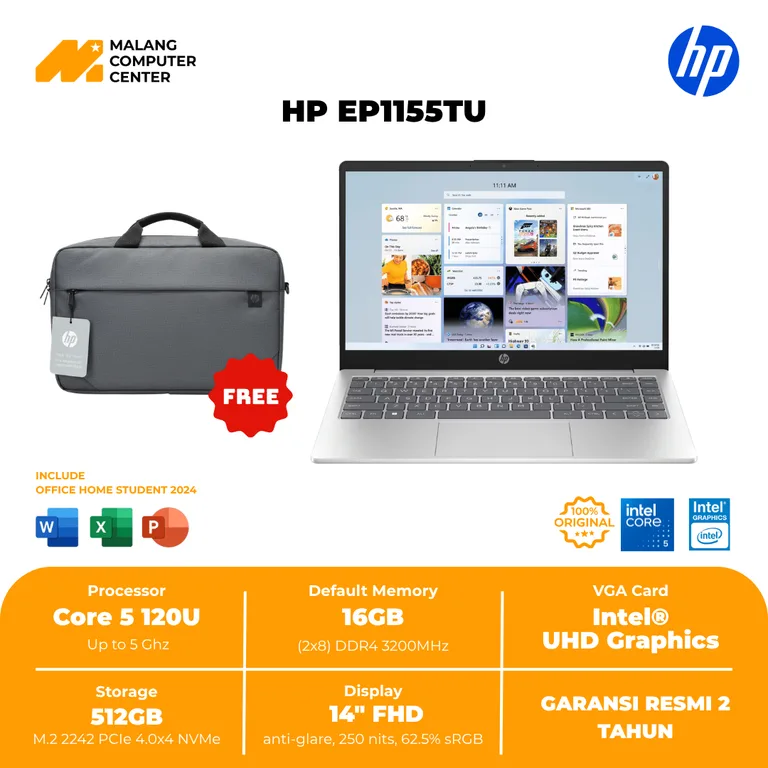 HP NB 14-EP1155TU  CORE 5-120/16GB/ 512GB/14" FHD/WIN11 OHS - SILVER