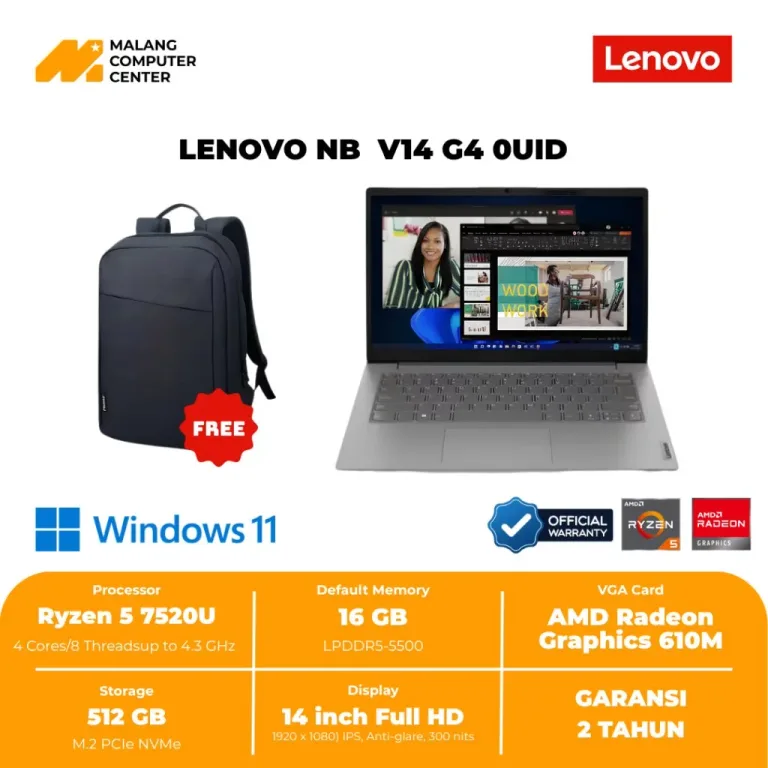 LENOVO NB V14 G4 0UID, RYZEN 5-7520U/16GB/512GB SSD/14"IPS/WIN11+OHS24 -  ARTIC GREY
