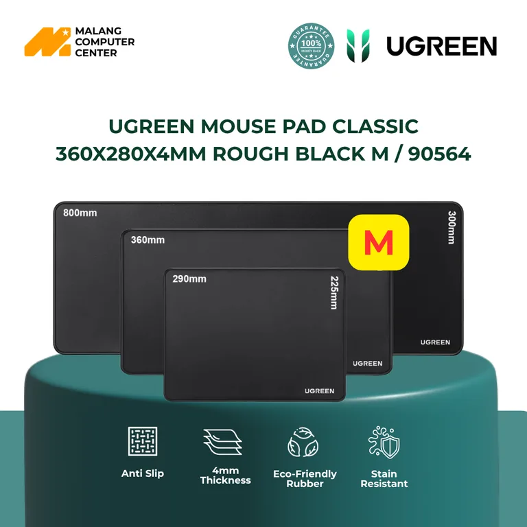 UGREEN MOUSE PAD CLASSIC 360X280X4MM ROUGH BLACK M / 90564