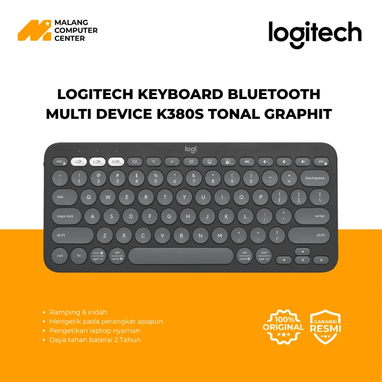 LOGITECH KEYBOARD BLUETOOTH MULTI DEVICE K380S TONAL GRAPHIT (920-011753)