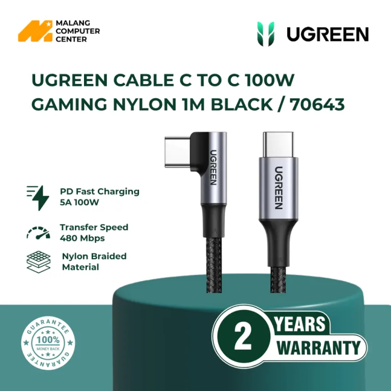 UGREEN CABLE C TO C 100W GAMING NYLON 1M BLACK / 70643