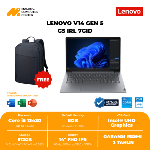 LENOVO V14 GEN 5 G5 IRL 7GID CORE i5 13420H/UMA/8GB/512GB SSD/WIN11 HOME OH24