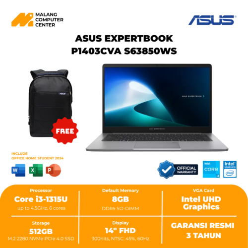 Expertbook P1403CVA S63850WS CORE i3 1315U/14" FHD/UMA/8GB/512GB SSD/W11 OHS