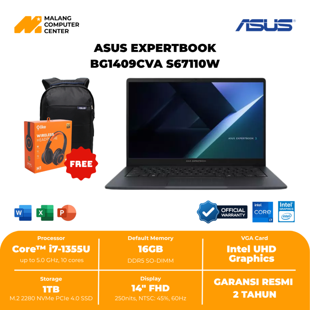 ASUS Expertbook BG1409CVA-S67110W i7 1355U/ 14" FHD/ 16GB DDR5/ 1TB SSD/ WIN 11 HOME
