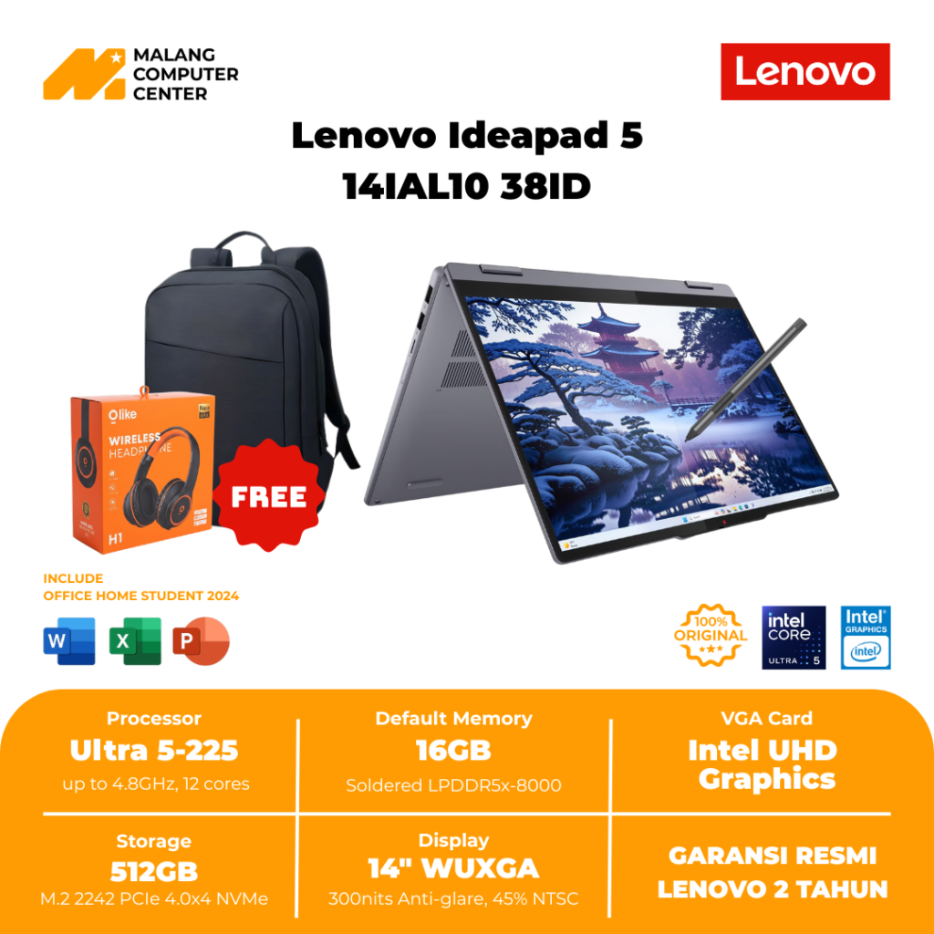 LENOVO Ideapad 5 2-in-1-14IAL10 38ID ULTRA 5-225/16GB/512GB/14" TOUCHSCREEN /WIN11 OHS - LUNA GREY