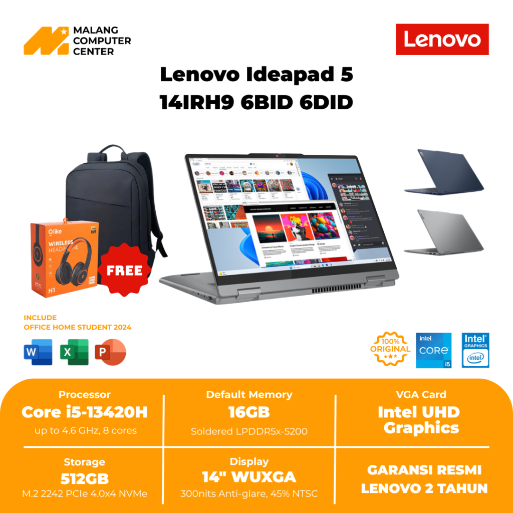 Lenovo Ideapad 5 14IRH9 6BID i5 13420H / 14″ WUXGA/ 16GB DDR5/ 512GB/ W11 OHS