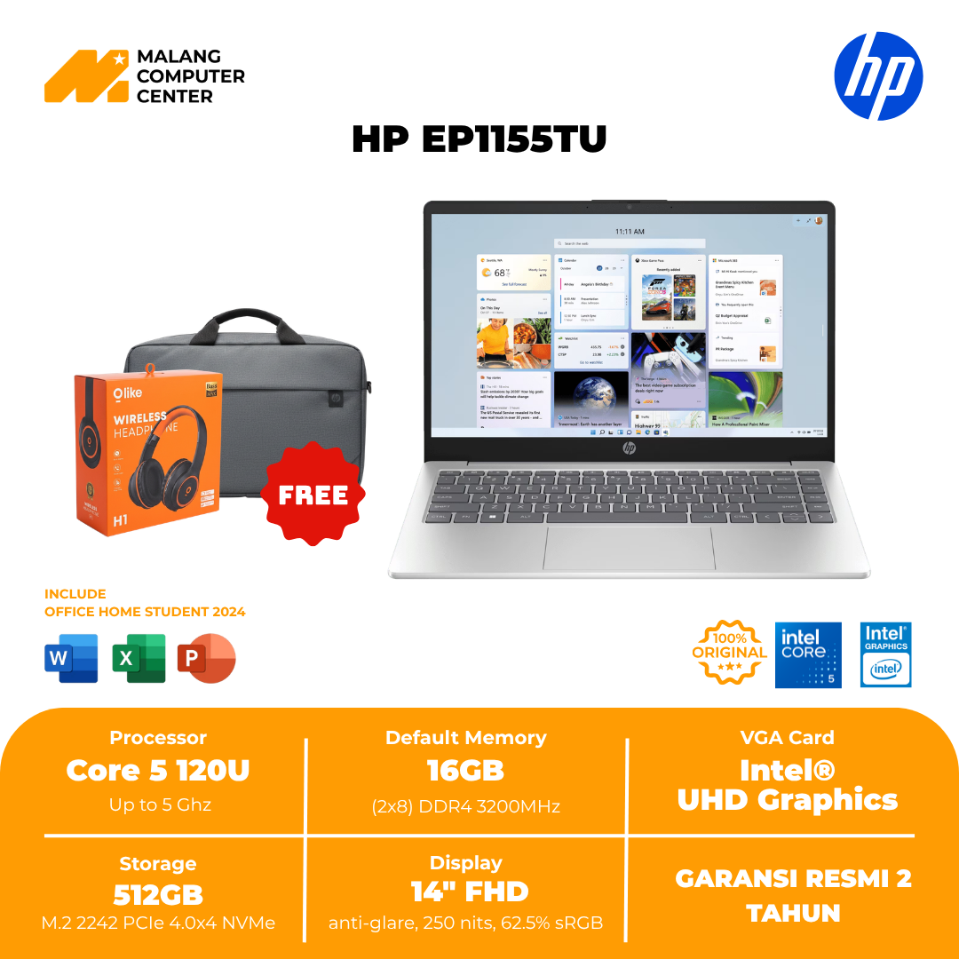 HP 14 EP1155TU CORE 5-120/16GB/ 512GB/14" FHD/WIN11 OHS - SILVER