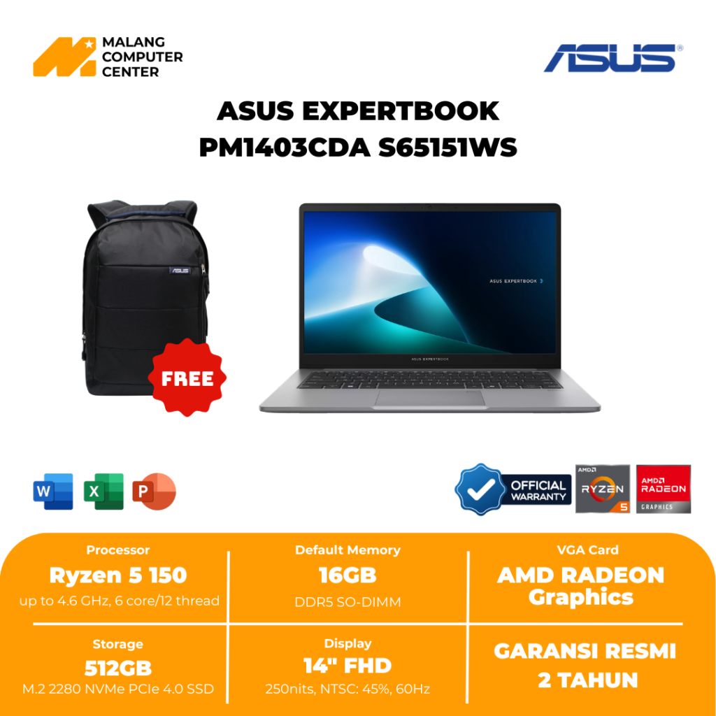ASUS Expertbook PM1403CDA-S65151WS R5 150/14" FHD/16GB/512GB SSD/WIN11 OHS - GREY