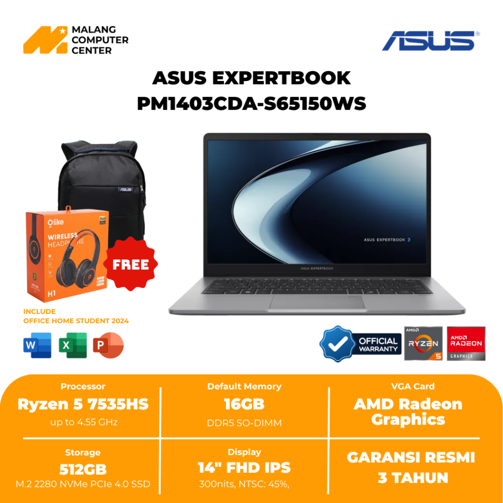 ASUS Expertbook PM1403CDA-S65151WS R5 150/14" FHD/16GB/512GB SSD/WIN11 OHS - GREY
