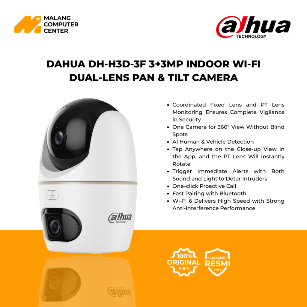 DAHUA HERO DUAL LENS DH-H3D-3F 5MP INDOOR  FIXED-FOCAL WI-FI CUBE  NETWORK CAMERA