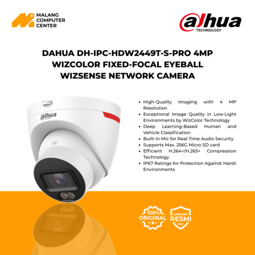 DH-IPC-HDW2449T-S-PRO DAHUA 4MP WIZCOLOR FIXED FOCAL EYEBALL WIZSENSE NETWOK CAMERA