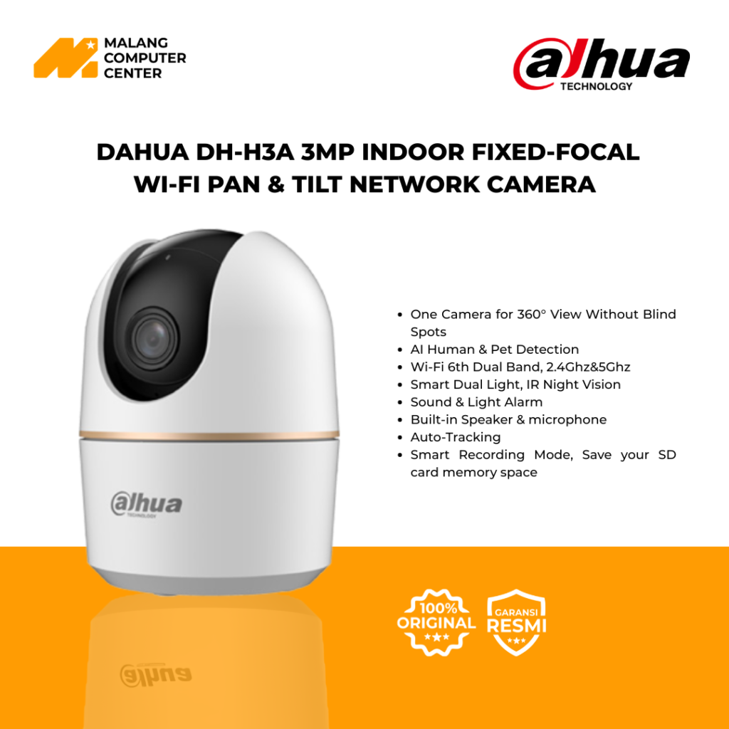 DAHUA HERO A1 DH-H3A 3MP INDOOR FIXED-FOCAL WI-FI PAN & TILT NETWORK CAMERA
