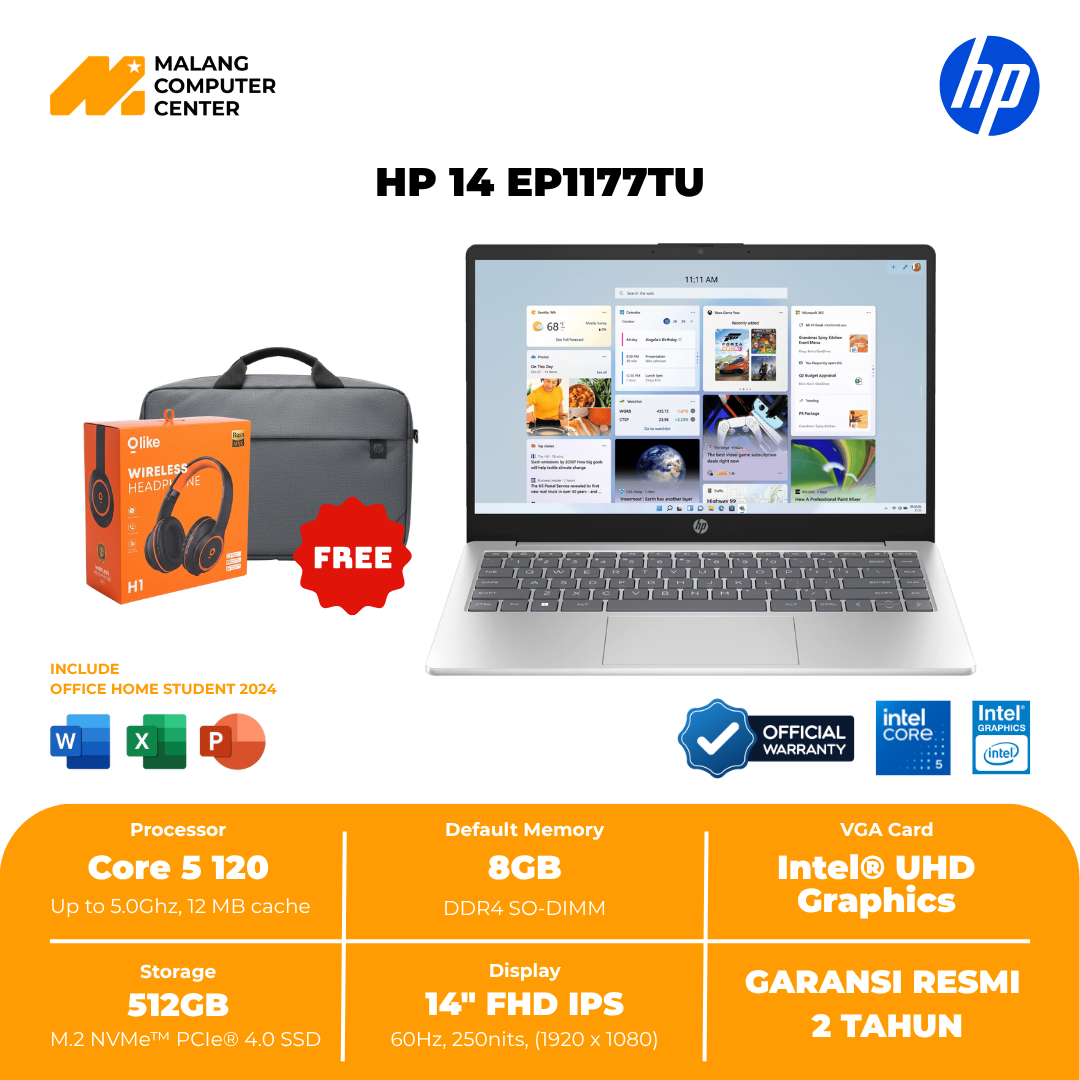 HP 14-EP1177TU CORE 5-120/4" FHD/8GB/512GB SSD/WIN11 OHS24 - SILVER