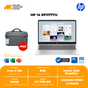 HP 14-EP1177TU CORE 5-120/4" FHD/8GB/512GB SSD/WIN11 OHS24 - SILVER